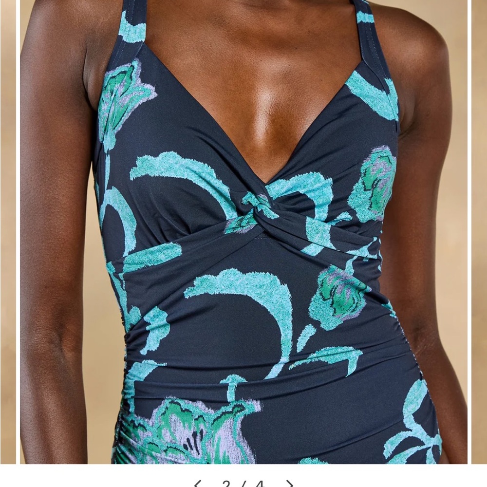 Sundance Blue and Green Floral One-Piece Swimsuit - Picture 2 of 4
